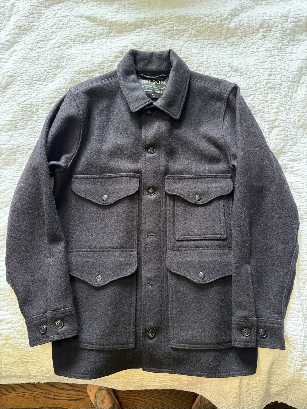 Filson Men's Navy/Black Wool Field Jacket